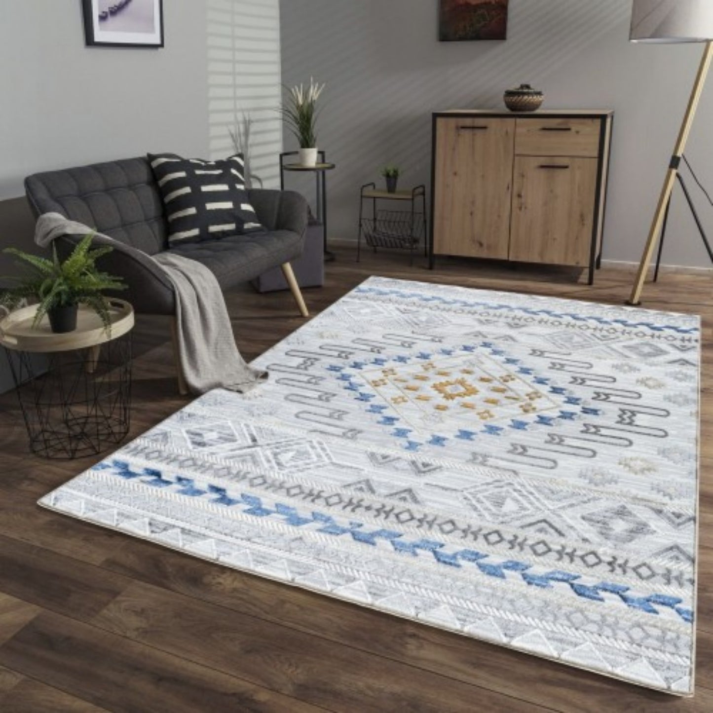 LunaLulinlk White Medallion Patterns and Southwest Soul Multi 5 ft. 3 in. x 7 ft. Area Rug