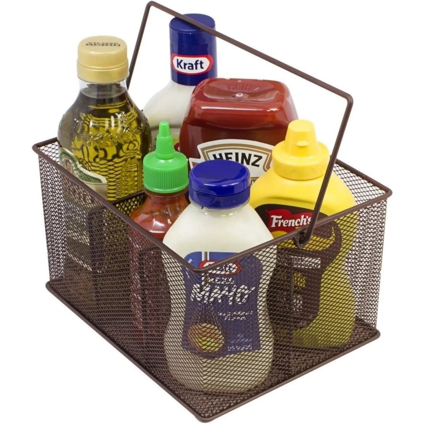 LunaLulinlk Steel Mesh Storage Organizer Caddy for Silverware, Napkins, Condiments, and more - (Brown)