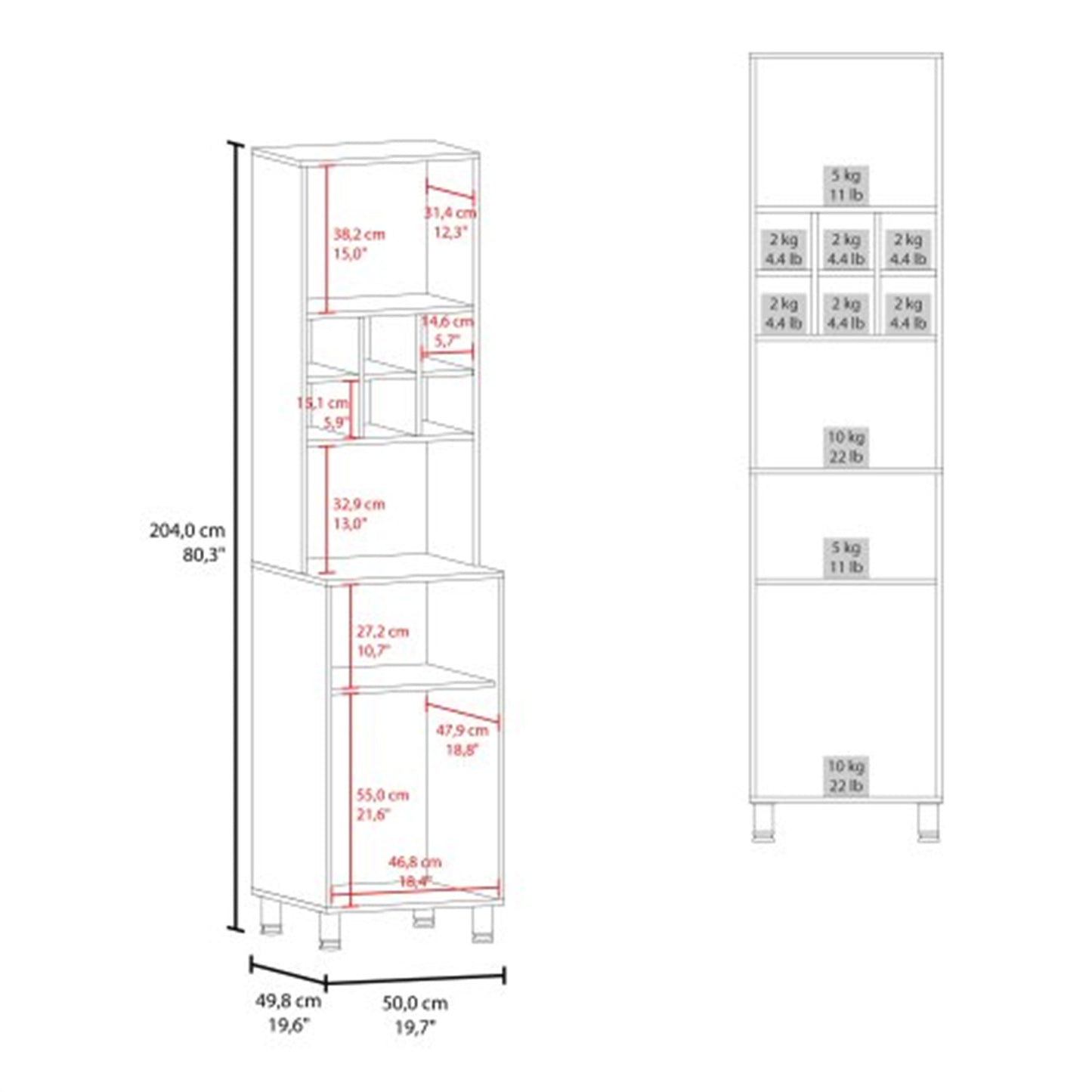 LunaLulinlk White Kitchen Pantry with Pneumatic Door and Open Storage