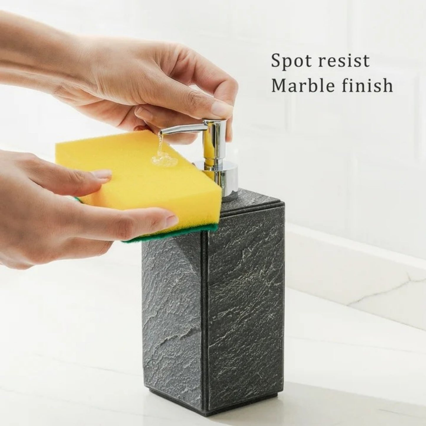 LunaLulinlk Soap Dispenser with Pump, [10.15 oz] Resin with shale Finish, Refillable Liquid - Grey