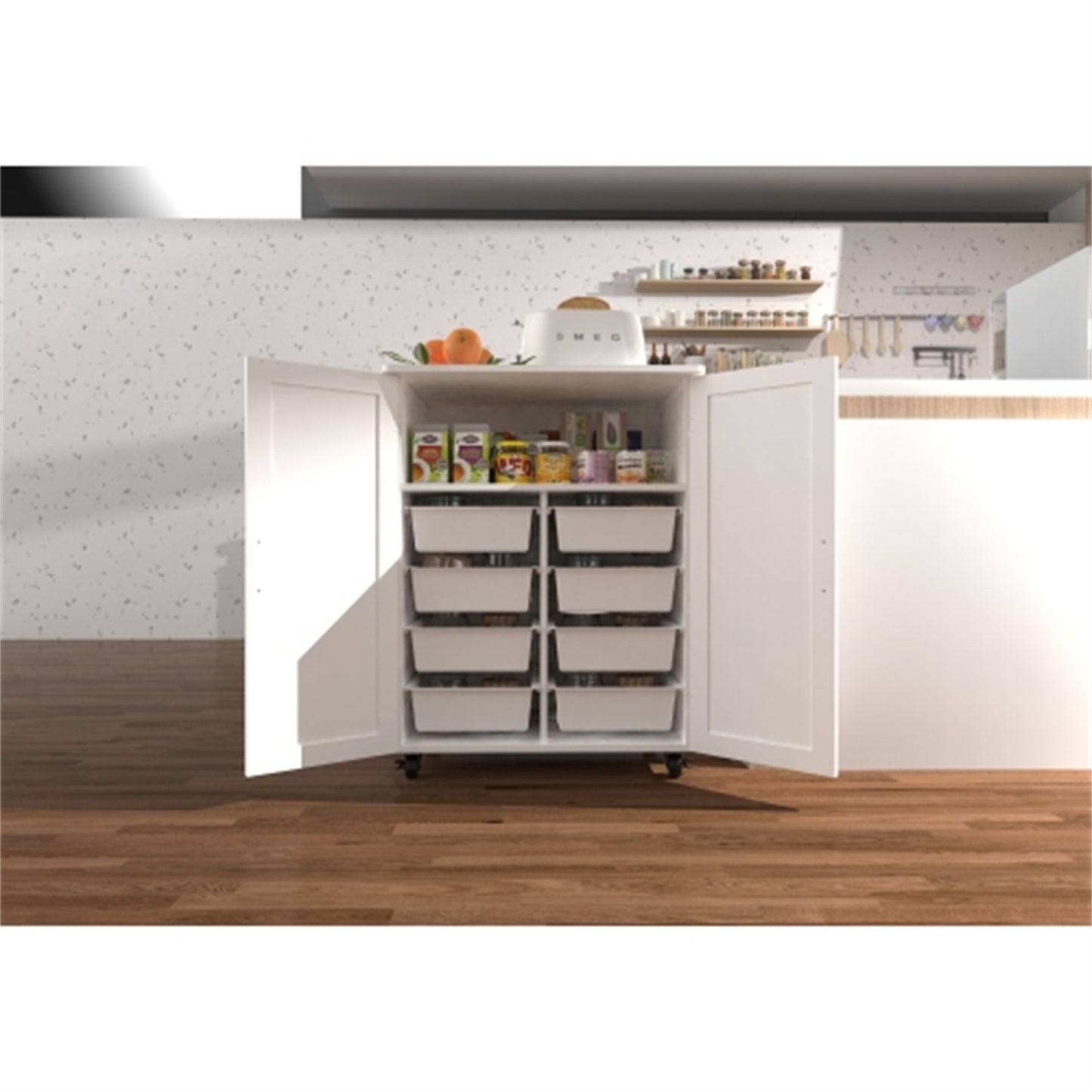 LunaLulinlk White storage cabinet, large-capacity storage, sturdy and durable, home must-have single product