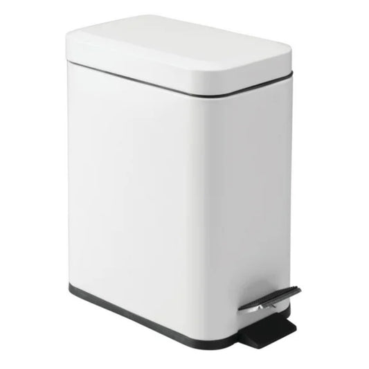 LunaLulinlk White Step-on Steel Wastebasket with Removable Bucket Insert for Bathroom, 5" x 8" x 11"