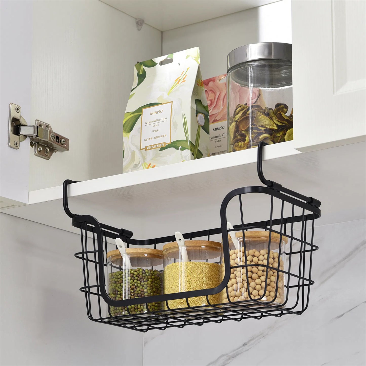 LunaLulinlk Stackable Metal Wire Storage Basket Set for Pantry, Countertop, Kitchen or Bathroom – Black, Set of 3