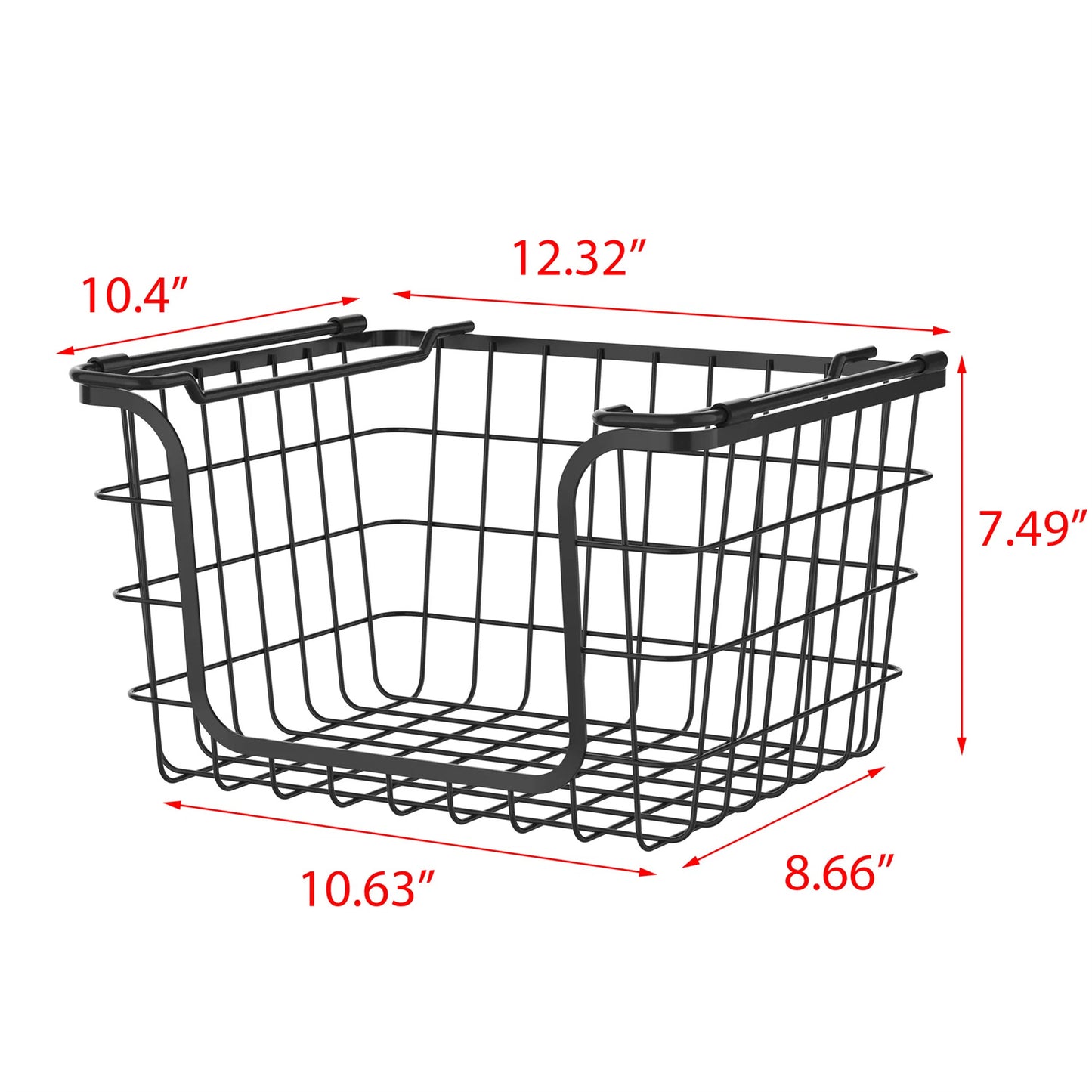 LunaLulinlk Stackable Metal Wire Storage Basket Set for Pantry, Countertop, Kitchen or Bathroom – Black, Set of 3