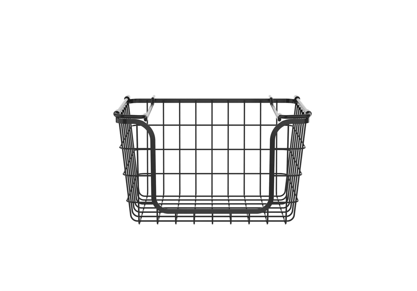 LunaLulinlk Stackable Metal Wire Storage Basket Set for Pantry, Countertop, Kitchen or Bathroom – Black, Set of 3