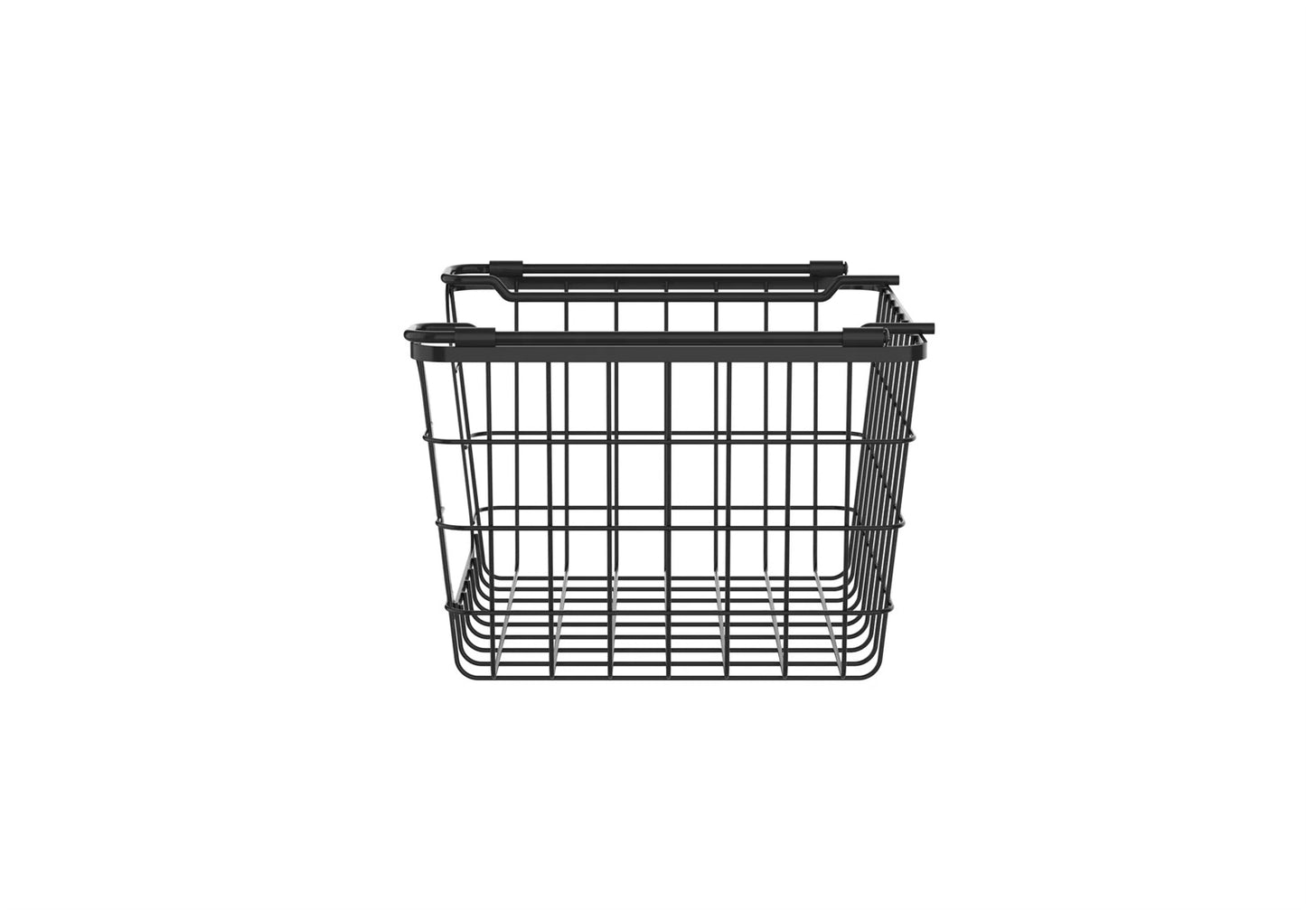 LunaLulinlk Stackable Metal Wire Storage Basket Set for Pantry, Countertop, Kitchen or Bathroom – Black, Set of 3