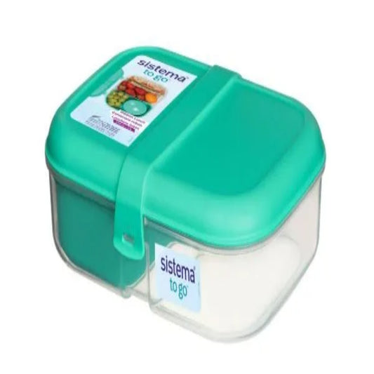 LunaLulinlk Split Lunch Box, 1.1L Food Storage Container with 2 Compartments, Minty Teal