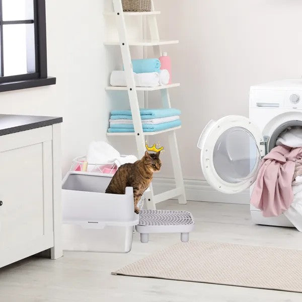 LunaLulinlkStainless Steel Cat Litter Box with Lid, Extra Large Litter Pan with High Sides for Big Cats