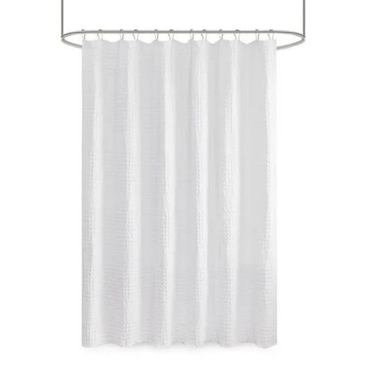 LunaLulinlk Super Waffle Textured Solid Shower Curtain