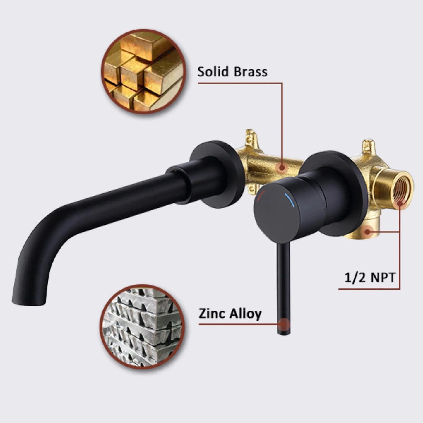 LunaLulinlk Wall Mount Faucet for Bathroom Sink or Bathtub