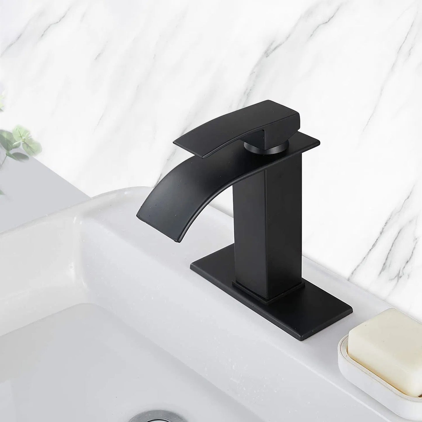 LunaLulinlk Waterfall Spout Bathroom Faucet,Single Handle Bathroom Vanity Sink Faucet