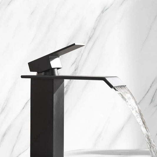 LunaLulinlk Waterfall Spout Bathroom Faucet,Single Handle Bathroom Vanity Sink Faucet