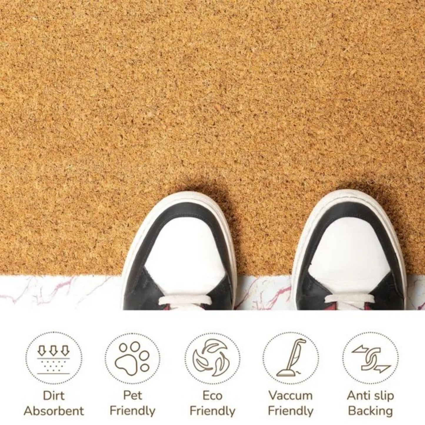 LunaLulinlk Soild Welcome Doormats Natural Coco Coir Mats with Non Slip PVC Backing Indoor Outdoor Mats