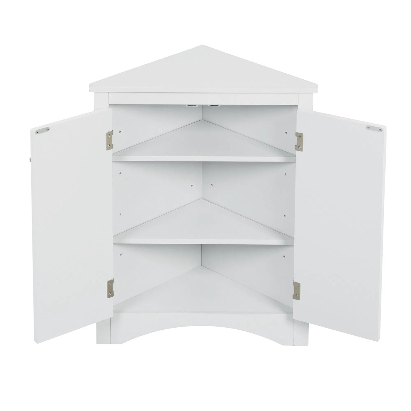 LunaLulinlk White Triangle Bathroom Storage Cabinet with Adjustable Shelves, Freestanding Floor Cabinet