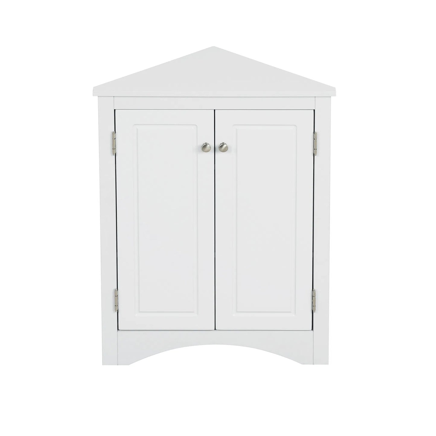 LunaLulinlk White Triangle Bathroom Storage Cabinet with Adjustable Shelves, Freestanding Floor Cabinet