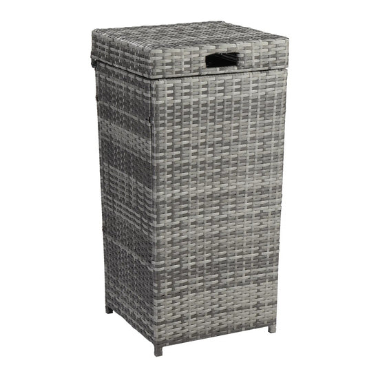 LunaLulinlk With Top Cover Iron Frame Rattan Trash Can Gary Gradient